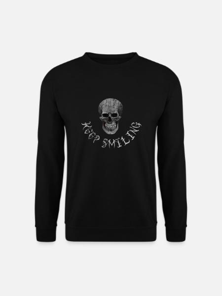 Keep Smiling Halloween Scull lustiger Spruch - Unisex Pullover - Schwarz