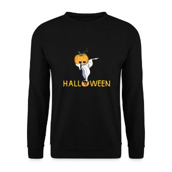 Pumpkin Ghost (b) - Unisex Sweatshirt - black - Front - Alina (178cm) & Michal (187cm)