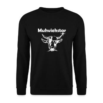 Muhviehstar - Bauer Kühe Witzig - Unisex Pullover - Schwarz - Vorne - Alina (178cm) & Michal (187cm)
