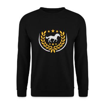 Laurel wreath Horse Star Coat of Arms - Unisex Sweatshirt - black - Front - Alina (178cm) & Michal (187cm)