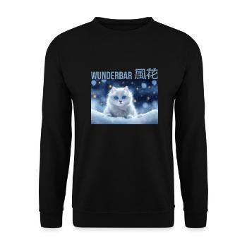 Super cute white cat in the snow - Unisex Sweatshirt - black - Front - Alina (178cm) & Michal (187cm)