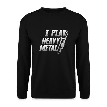 I Play Heavy Metal Trombone Player Trombonist - Unisex Pullover - Schwarz - Vorne - Alina (178cm) & Michal (187cm)