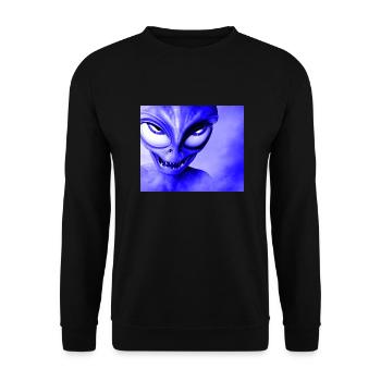Alien with Sharp Teeth Design - Blue - Unisex Sweatshirt - black - Front - Alina (178cm) & Michal (187cm)