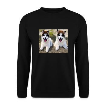 Cute Akita Pups Smiling Design - Unisex Sweatshirt - black - Front - Alina (178cm) & Michal (187cm)