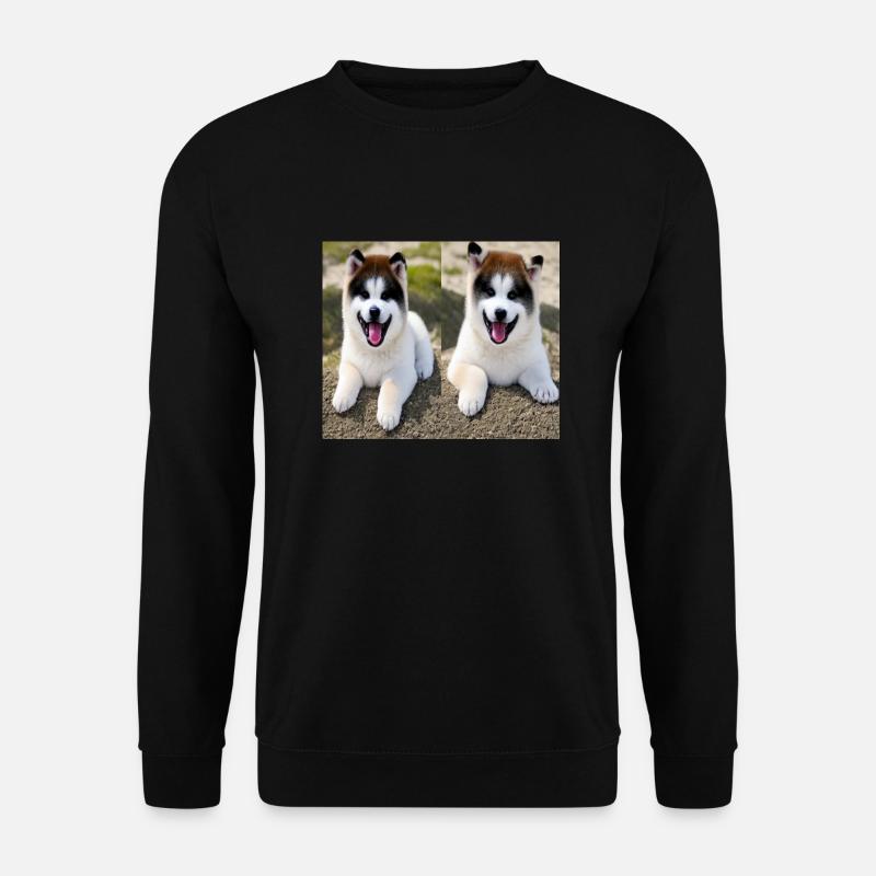 Cute Akita Pups Smiling Design - Unisex Sweatshirt - black