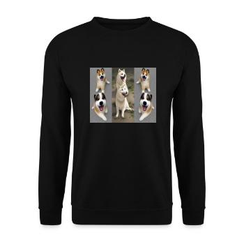 Akita Pups Smiling Design - Unisex Sweatshirt - black - Front - Alina (178cm) & Michal (187cm)