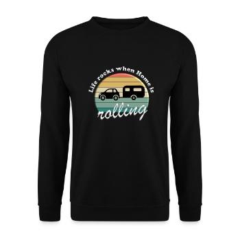 Life rocks when home is rolling - Unisex Pullover - Schwarz - Vorne - Alina (178cm) & Michal (187cm)