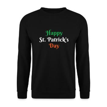 Happy St Patrick's Day Irland Feiertag Flagge - Unisex Pullover - Schwarz - Vorne - Alina (178cm) & Michal (187cm)