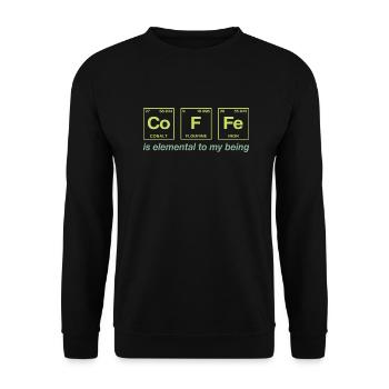 COFFEE - mit Elementen des Persiodensystems - Unisex Pullover - Schwarz - Vorne - Alina (178cm) & Michal (187cm)