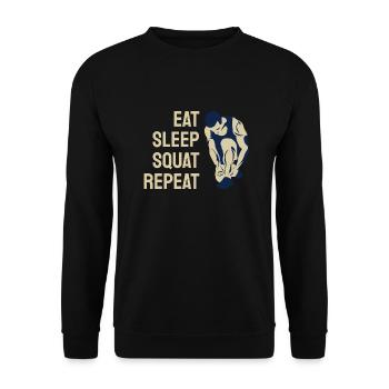 Eat Sleep Squat Repeat - Unisex Pullover - Schwarz - Vorne - Alina (178cm) & Michal (187cm)