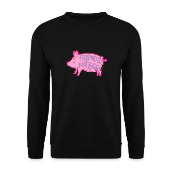 Süßes Schwein Spruch Friends not food Vegan - Unisex Pullover - Schwarz - Vorne - Alina (178cm) & Michal (187cm)