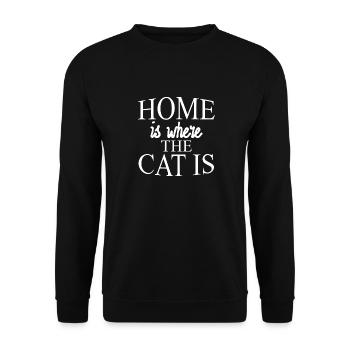 La maison est l’endroit où se trouve mon chat. Mon chat est à la maison - Sweat-shirt Unisexe - noir - Devant - Alina (178cm) & Michal (187cm)