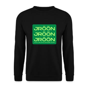 Jröön Schötzejonge Schützen Schützenfest Köln - Unisex Pullover - Schwarz - Vorne - Alina (178cm) & Michal (187cm)