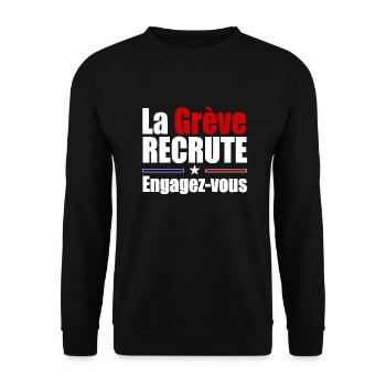 La grève recrute - Sweat-shirt Unisexe - noir - Devant - Alina (178cm) & Michal (187cm)