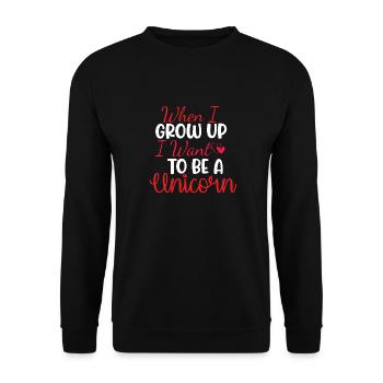 When i grow up i want to be a Unicorn Einhorn - Unisex Pullover - Schwarz - Vorne - Alina (178cm) & Michal (187cm)