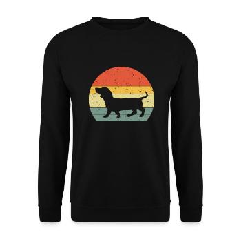 Dackel Dachshund Teckel Vintage Rétro - Sweat-shirt Unisexe - noir - Devant - Alina (178cm) & Michal (187cm)