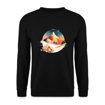 Tente et feu de camp en montagne pour les campeurs - Sweat-shirt Unisexe - noir - Devant - Alina (178cm) & Michal (187cm)