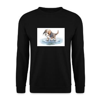 Happy dog playing in a rain puddle - Unisex Sweatshirt - black - Front - Alina (178cm) & Michal (187cm)