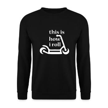 E-Scooter Scooter - Unisex Sweatshirt - black - Front - Alina (178cm) & Michal (187cm)