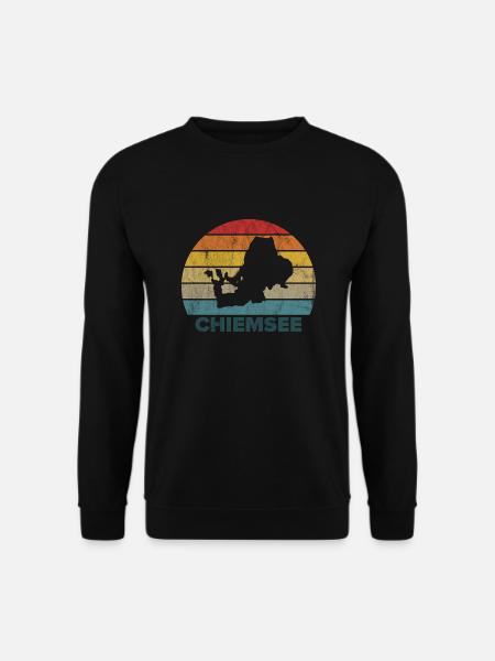 Chiem See Retro Sunset Vintage Urlaub Sommer - Unisex Pullover - Schwarz