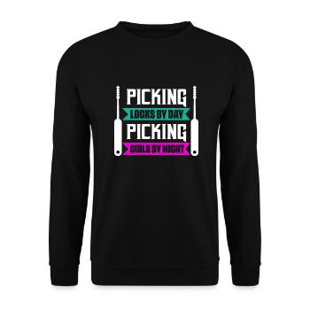 Picking Locks By Day Picking Girls By Night Lockpi - Unisex Sweatshirt - black - Front - Alina (178cm) & Michal (187cm)
