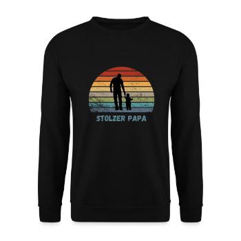 Stolzer Papa Geschenk Papa und Kind - Unisex Pullover - Schwarz - Vorne - Alina (178cm) & Michal (187cm)
