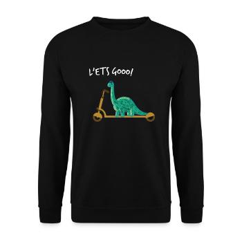 Cute Dino Little Dinosaur Blue with scooter - Unisex Sweatshirt - black - Front - Alina (178cm) & Michal (187cm)
