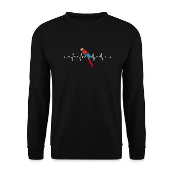 Papageien Herzschlag - Unisex Pullover - Schwarz - Vorne - Alina (178cm) & Michal (187cm)