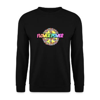 FLOWER-POWER - Unisex Pullover - Schwarz - Vorne - Alina (178cm) & Michal (187cm)