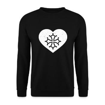 Okzitanien Occitanie Frankreich Herz Wappen - Unisex Pullover - Schwarz - Vorne - Alina (178cm) & Michal (187cm)