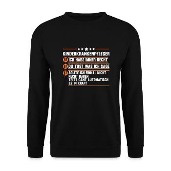 Pfleger Pflegekraft Kinderkrankenpfleger - Unisex Pullover - Schwarz - Vorne - Alina (178cm) & Michal (187cm)