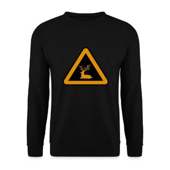 Cerf danger, Chasseur attention - Sweat-shirt Unisexe - noir - Devant - Alina (178cm) & Michal (187cm)