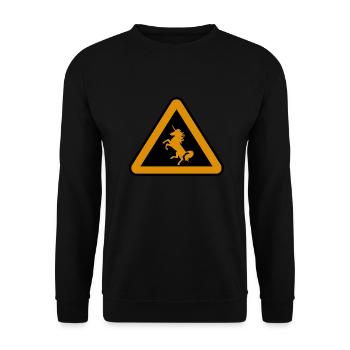 Attention unicorn, danger - Unisex Sweatshirt - black - Front - Alina (178cm) & Michal (187cm)