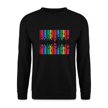 farbige Linien - Unisex Pullover - Schwarz - Vorne - Alina (178cm) & Michal (187cm)
