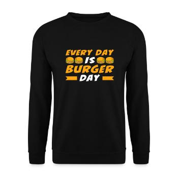 Every Day is Burger Day - Unisex Pullover - Schwarz - Vorne - Alina (178cm) & Michal (187cm)