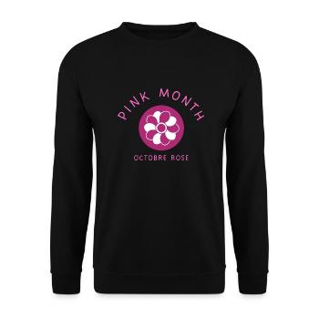 Im Oktober tragen wir den Pink Awareness Month - Unisex Pullover - Schwarz - Vorne - Alina (178cm) & Michal (187cm)
