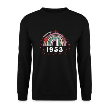 Awesome 1953 - 70th Birthday w/ Cute Vintage - Unisex Sweatshirt - black - Front - Alina (178cm) & Michal (187cm)