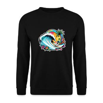 Surfing Beach Palm Tree Sunshine Holidays - Unisex Sweatshirt - black - Front - Alina (178cm) & Michal (187cm)