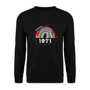 Awesome 1971 - 52nd Birthday w/ Cute Vintage - Unisex Sweatshirt - black - Front - Alina (178cm) & Michal (187cm)