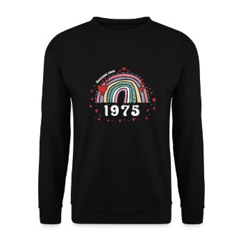 Cute Rainbow Awesome 1975 - 48th Birthday w/ - Unisex Sweatshirt - black - Front - Alina (178cm) & Michal (187cm)