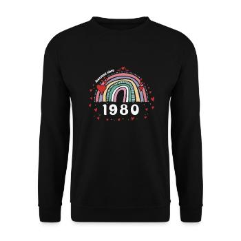 Génial 1980 - 43e anniversaire w / mignon Vintage - Sweat-shirt Unisexe - noir - Devant - Alina (178cm) & Michal (187cm)