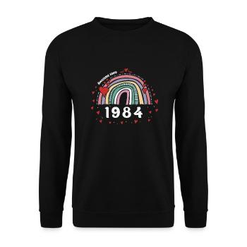 Awesome 1984 - 39th Birthday w/ Cute Vintage - Unisex Sweatshirt - black - Front - Alina (178cm) & Michal (187cm)