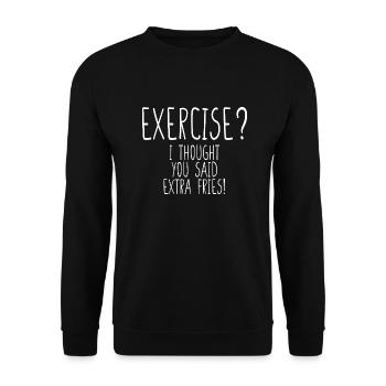 Exercice Je pensais que vous aviez dit des frites supplémentaires - Sweat-shirt Unisexe - noir - Devant - Alina (178cm) & Michal (187cm)