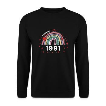 Awesome 1991 - 32nd Birthday w/ Cute Vintage - Unisex Sweatshirt - black - Front - Alina (178cm) & Michal (187cm)