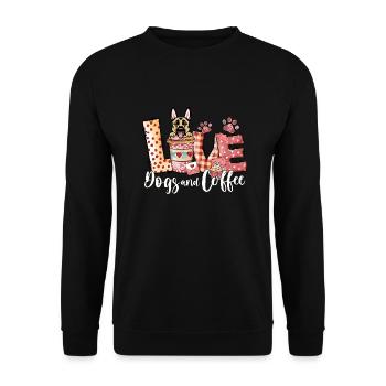 Belgian Malinois Dog Coffee Lover Dog Mom Valentin - Unisex Sweatshirt - black - Front - Alina (178cm) & Michal (187cm)