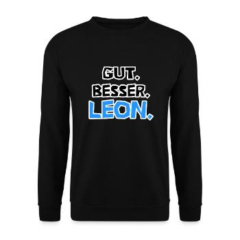Gut. Besser. Leon. - Unisex Pullover - Schwarz - Vorne - Alina (178cm) & Michal (187cm)