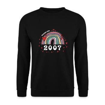 Cute Rainbow Awesome 2007 - 16. Geburtstag mit - Unisex Pullover - Schwarz - Vorne - Alina (178cm) & Michal (187cm)