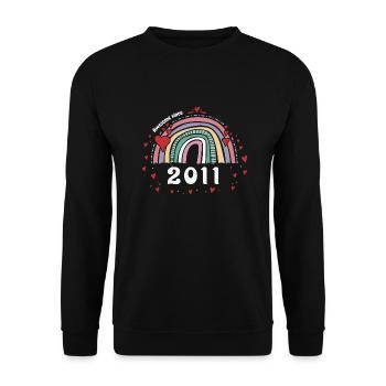 Awesome 2011 - 12. Geburtstag mit süßem Jahrgang - Unisex Pullover - Schwarz - Vorne - Alina (178cm) & Michal (187cm)