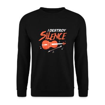 I Destroy Silence Violoniste Violon Orchestre - Sweat-shirt Unisexe - noir - Devant - Alina (178cm) & Michal (187cm)