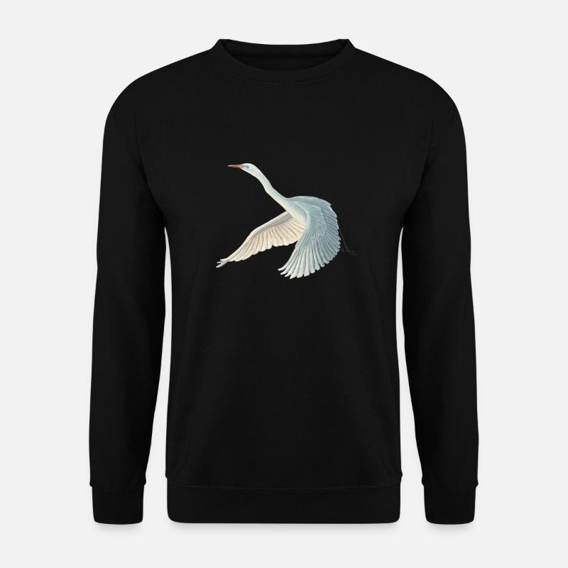 Great White Egret Illustration - Unisex Sweatshirt - black